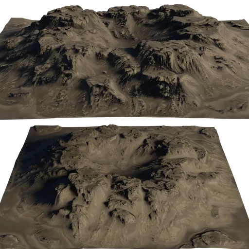 High-resolution 3D render of rocky terrain, optimized for Blender, showcasing detailed textures and realistic shadows.