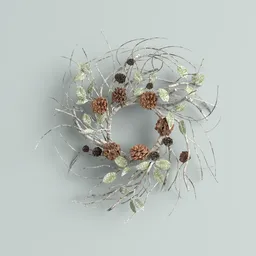 Artificial Birch Leaf & Pinecone Wreath