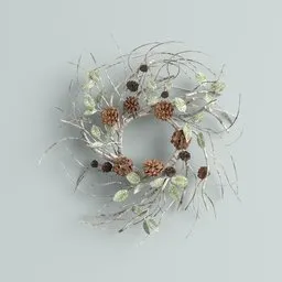 Artificial Birch Leaf & Pinecone Wreath