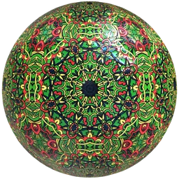 Seamless PBR Mandala Ceramic Tile Material with adjustable texture features for Blender 3D visualization and rendering.