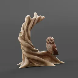 Owl on Twisted Branch Figurine