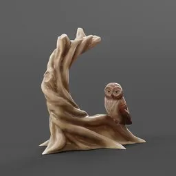 Owl on Twisted Branch Figurine