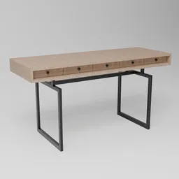 3D rendered modern ergonomic office desk with sleek design and drawers, compatible with Blender for virtual interiors.