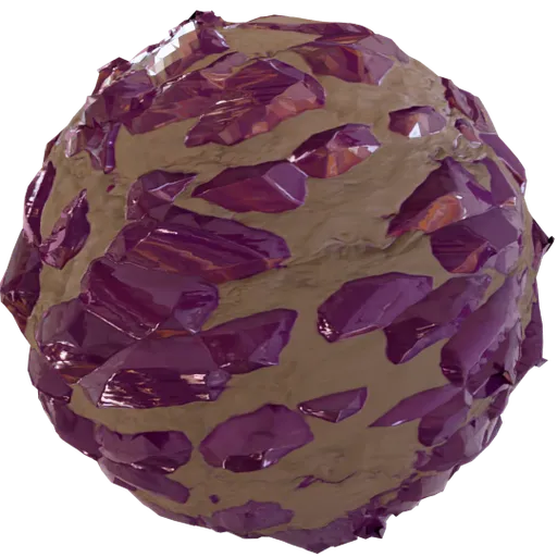 High-quality PBR material preview of Incrusted Gems Ore for 3D modeling and rendering in Blender.