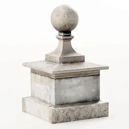 Detailed 3D model of a fluted pier cap in pale stone for Blender, ideal for historic architecture visualization.