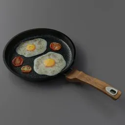 Frying pan with scrambled eggs