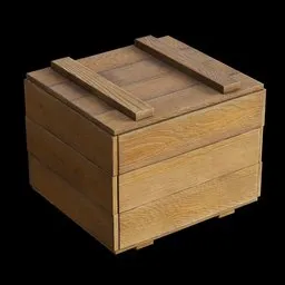 "Highly detailed wooden box with handle, perfect for treasure chests and storage. Clean and photorealistic texture, created in Blender 3D. Ideal for cinema 4D projects, video game textures, and cloud servers."