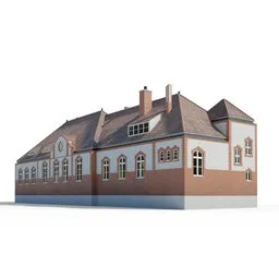 Detailed 3D model of a 19th-century Toruń house for Blender rendering, with precise architectural features.