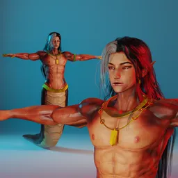 Naga Prince Character - Semi Realistic - Rigged (Auto-Rig Pro)