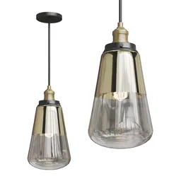 Elegant Blender 3D model of modern glass pendant lights with brass details for ceiling lighting design.