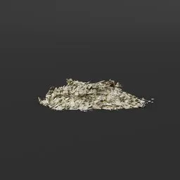 "3D model of a pile of dry leaves, created with Blender 3D software. A realistic depiction of dried grass found at Zabovresky, with intricate details of textures and colors. Perfect for environment elements in 3D scenes."