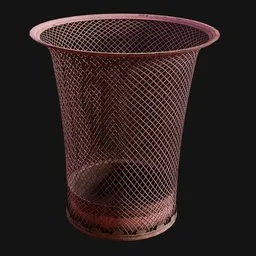 Office Metal-Mesh Wastebasket Red