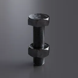 Detailed 3D rendering of a 20mm hexagon screw with nut, ideal for realistic industrial equipment in Blender.