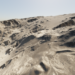 "Snowy mountain terrain piece with realistic baked texture maps, created in Blender 3D by Carl Eugen Keel. Perfect for environment elements in Unreal Engine 5 or Houdini hard-surface designs. Crafted from millions of point clouds, this stunning model captures the beauty of a snow-covered landscape."