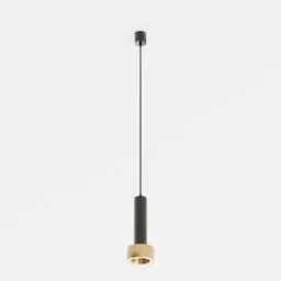 "Blender 3D model of a minimalist carbon black and antique gold ceiling lamp, with symmetrical design and subtle color variations. Created by Oluf Høst and rendered with Redshift renderer. Comes with 1k textures included."