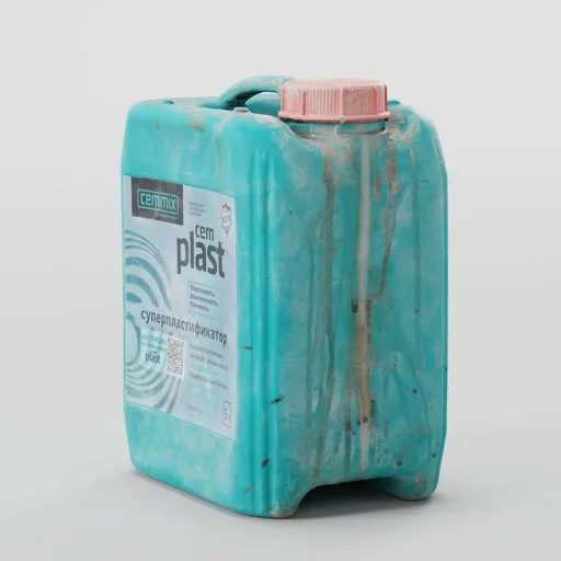 Detailed 3D scan of a weathered plastic jerrycan, high-quality asset for Blender rendering and industrial design visualization.