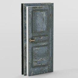 "Door_Private_R - A beautiful aged and rustic wooden door with a realistic metal finish, inspired by Igor Grabar. This nonbinary model, created in Blender 3D, is perfect for adding an antique touch to your ancient room renderings."
