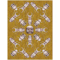 Golden Floral Tile Carpet