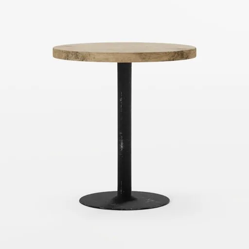Realistic Blender 3D model with textured wooden surface and scratched black pedestal.