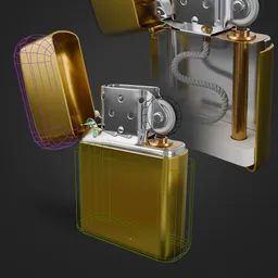 Rigged Zippo Lighter with Internal Parts