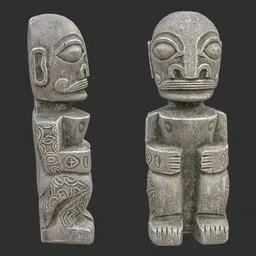 Tiki God Tattooed Monk Statue Stone