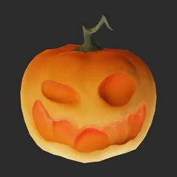 Detailed 3D-rendered pumpkin with a spooky face, ideal for Halloween-themed Blender project.