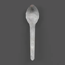 "Medieval style pewter spoon 3D model for Blender 3D - perfect for decorating restaurant and bar scenes. Realistic texture with a gray surface and rust background."