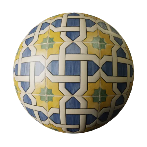 High-quality Blender 3D rustic hand-painted ceramic tile material for PBR configurations.