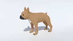 Blender 3D low poly French Bulldog model with separate eye mesh, optimized for CG visualization.