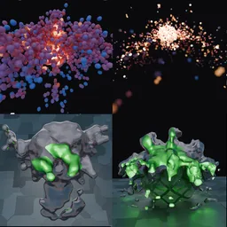 Dynamic 3D simulation models for molecular, space-like processes and sci-fi liquid effects in Blender.