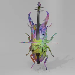 Colorful bug-shaped bass cello