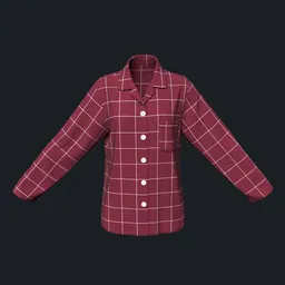 Window Pane Patterned Cotton Pajama Top