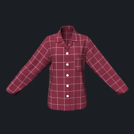 Window Pane Patterned Cotton Pajama Top