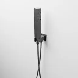 Wall-mounted 3D Blender bathroom shower handset model with hose.