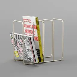 3D-rendered brass magazine holder with magazines for Blender model assets.
