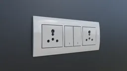 Realistic 3D model of a modular wall switchboard with interchangeable buttons for Blender rendering.