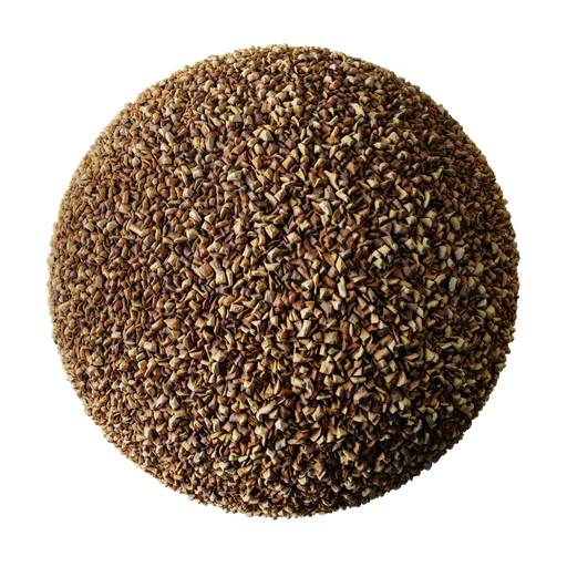 High-resolution PBR 4K Wood Chips Landscaping texture for 3D Blender material creation.