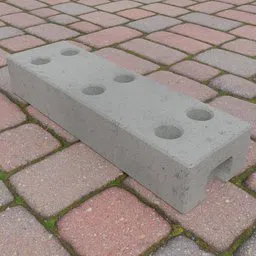 Detailed 3D model of a concrete fence foot on a paver surface, compatible with Blender.