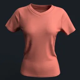 Salmon Pink Women's V-neck Shirt