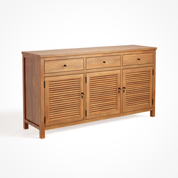 Detailed 3D model of a wooden louvered cabinet, perfect for Blender architectural visualization.