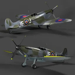 Airplane | Aircraft | Spitfire Mk IX (Rigged)