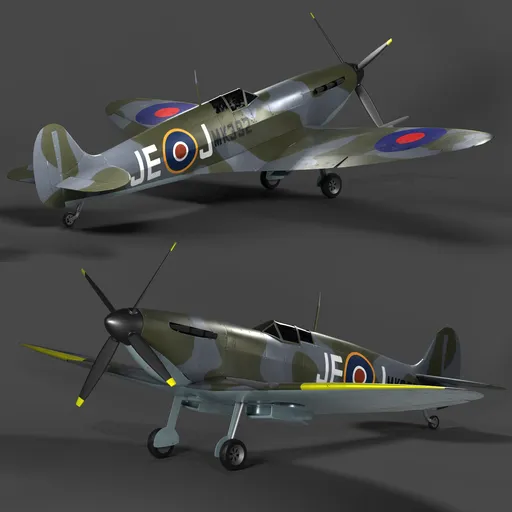 Airplane | Aircraft | Spitfire Mk IX (Rigged)