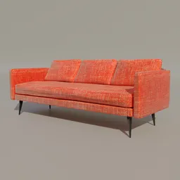 Red three seater sofa