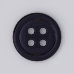 Realistic black 4-hole button 3D model, compatible with Blender, detailed design for garment rendering.