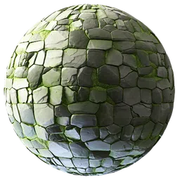 High-quality PBR stylized cobblestone texture for 3D modeling in Blender.