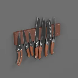 Magnetic kitchen knife set