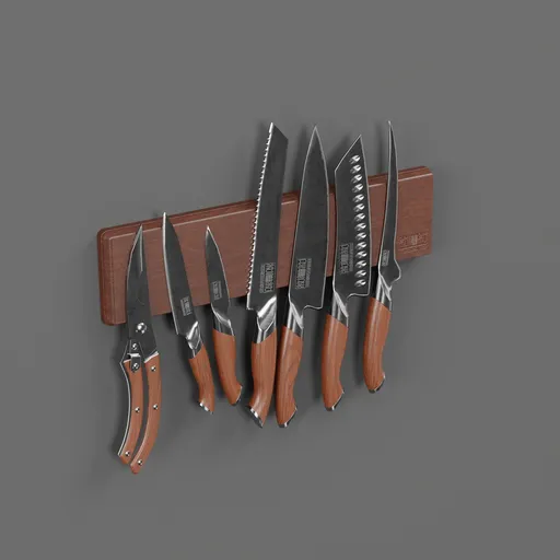 Magnetic kitchen knife set A