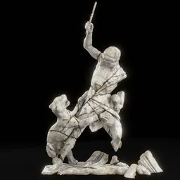 statue of Panther and man dmg