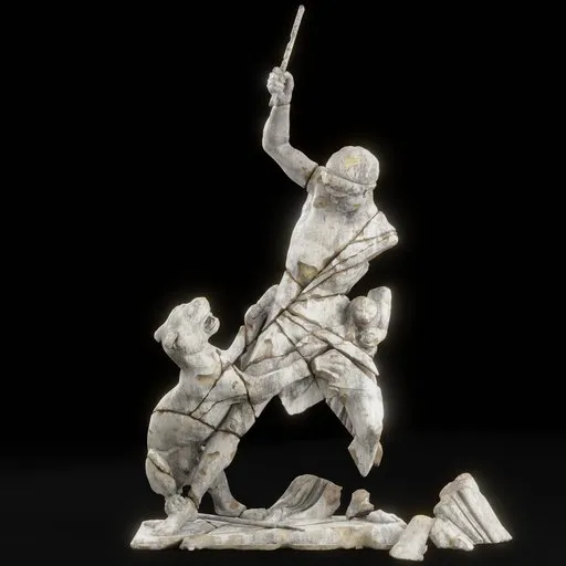 statue of Panther and man dmg