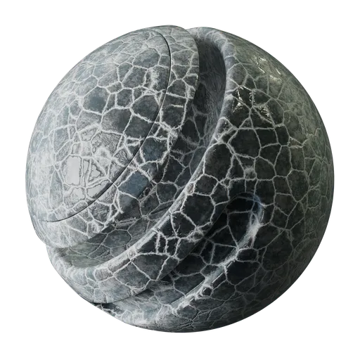 Realistic PBR ice texture for 3D modeling and rendering in Blender software, with detailed frost patterns.